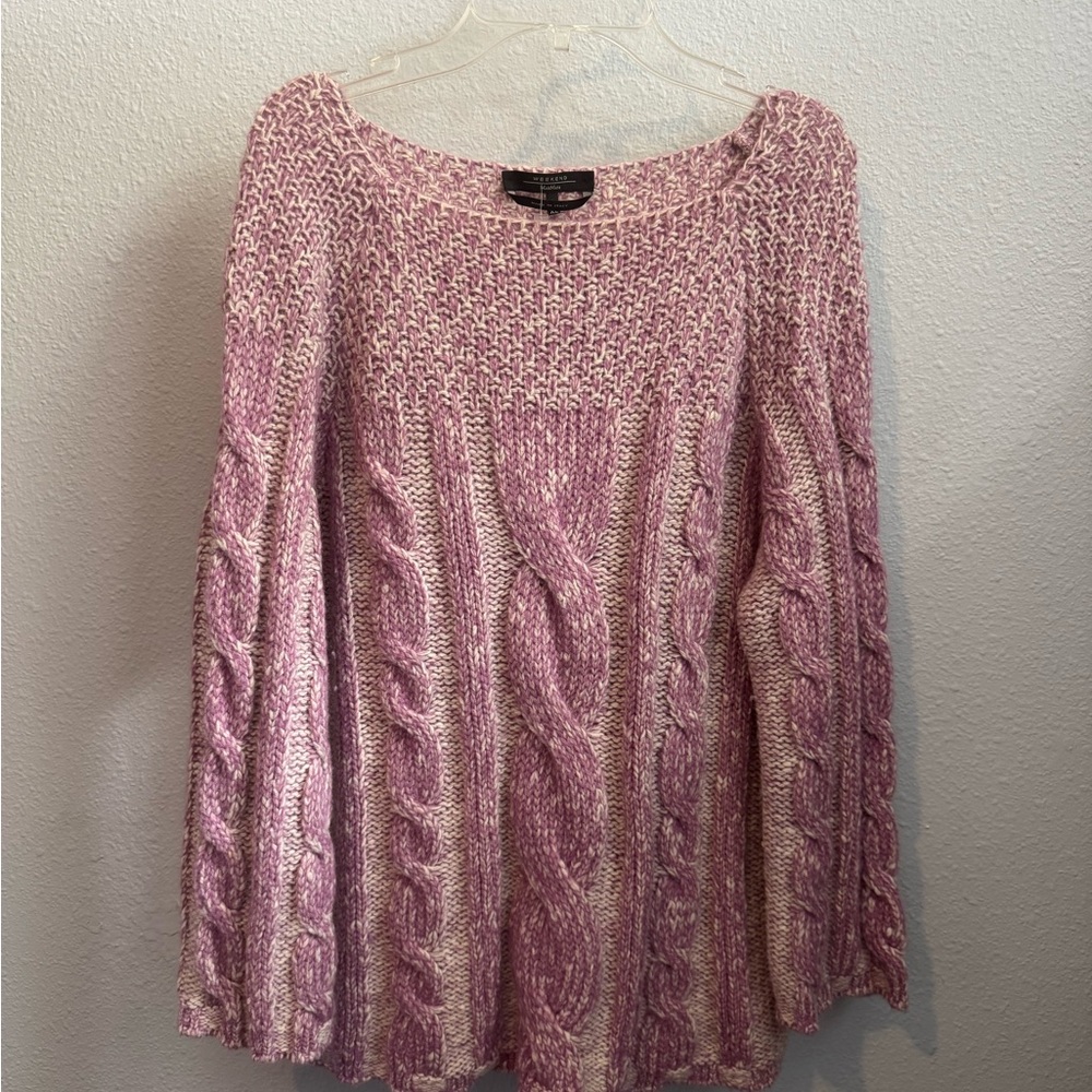EUC Weekend Max Mara Pink/Lilac Cable Knit Sweater Sz XL